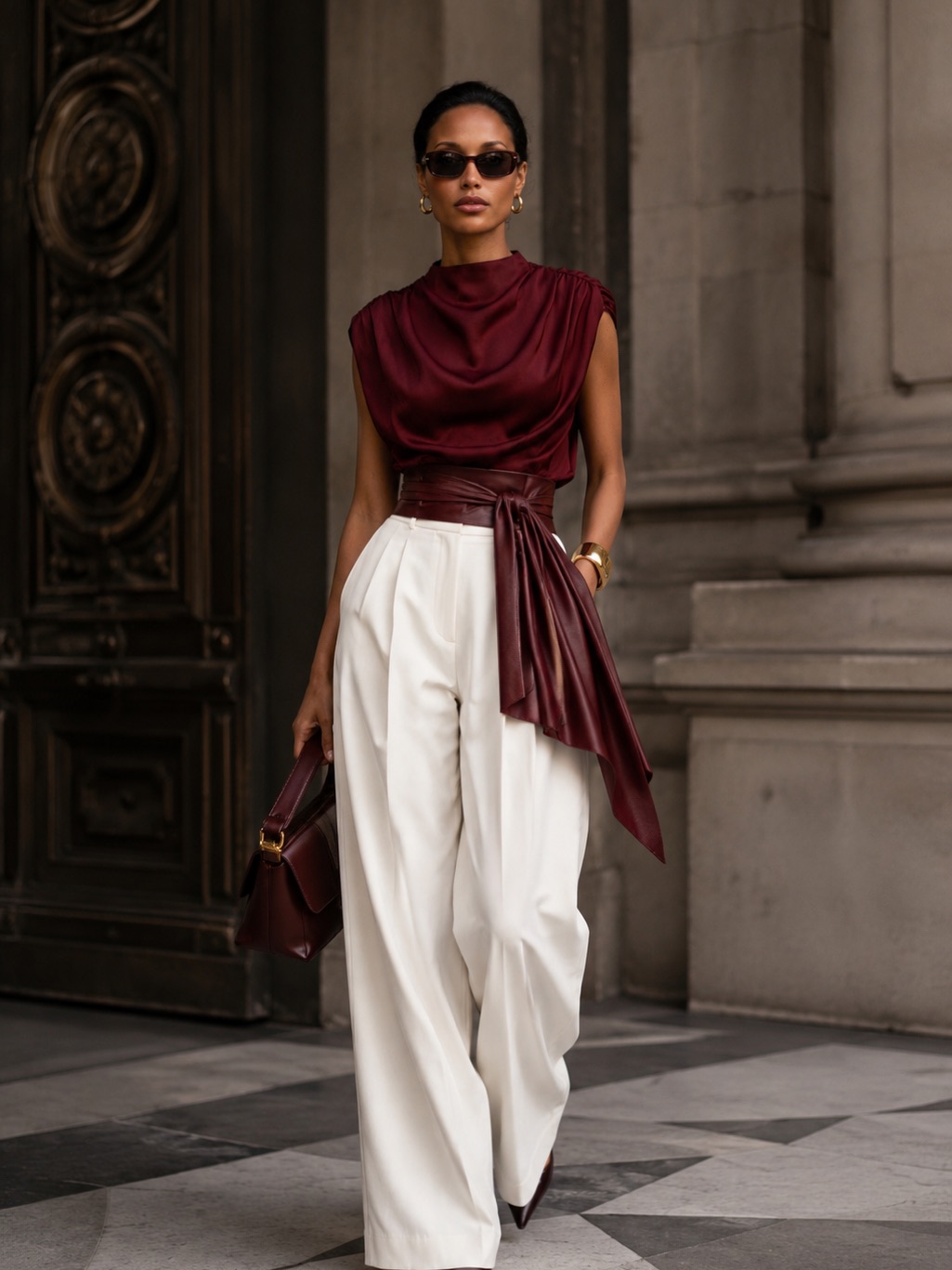 Satin Draped Sleeveless Crop Top
